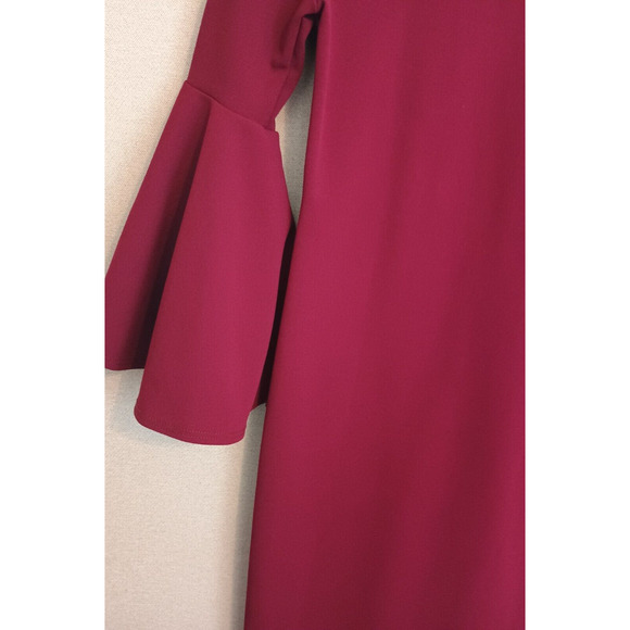 BLVD Dress Womens Small Red Burgundy Bell Sleeves Retro Mermaidcore Party Sheath - Picture 8 of 10